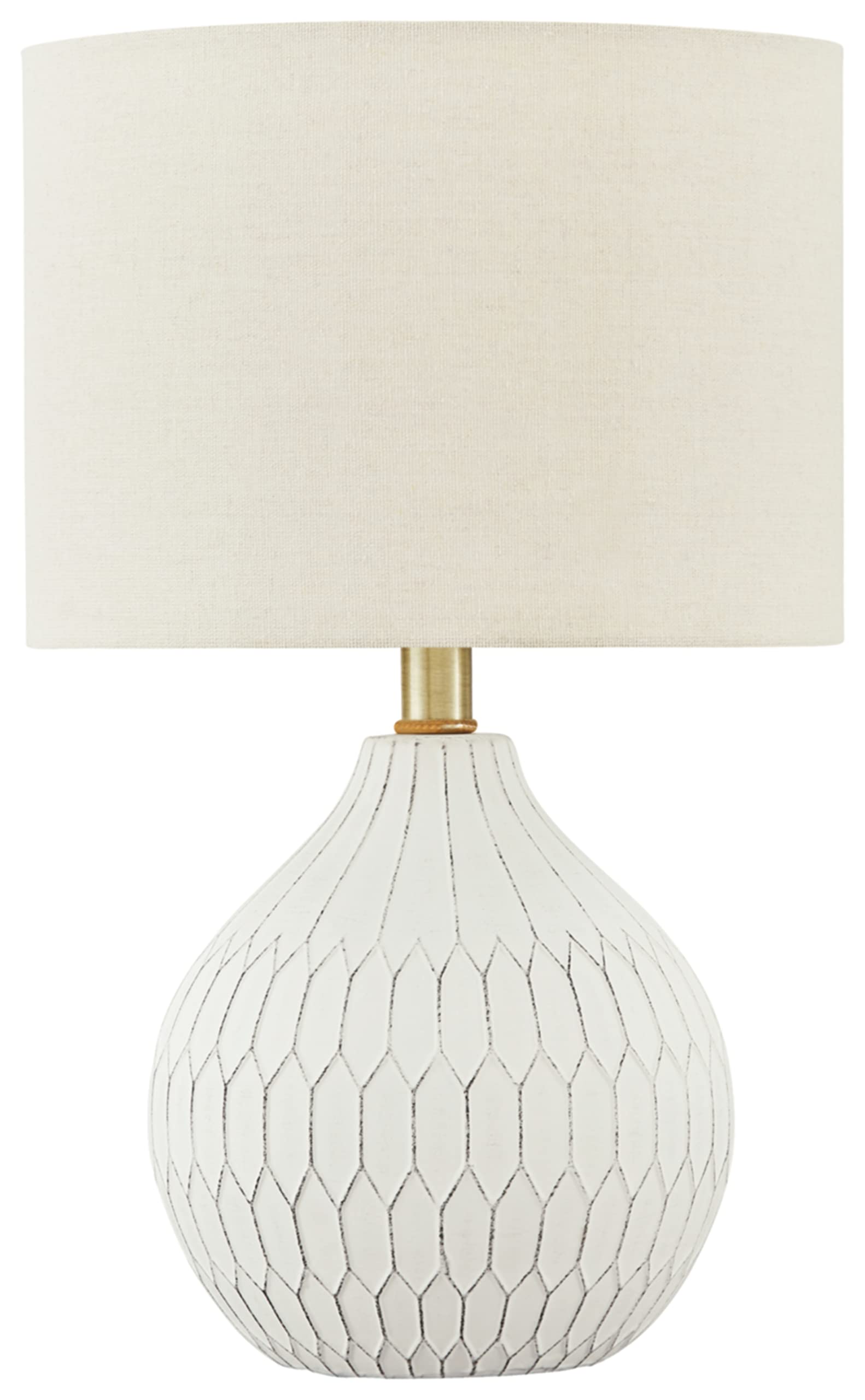 Ashley Wardmont 18" Modern Dimensional Design Ceramic Table Lamp, White