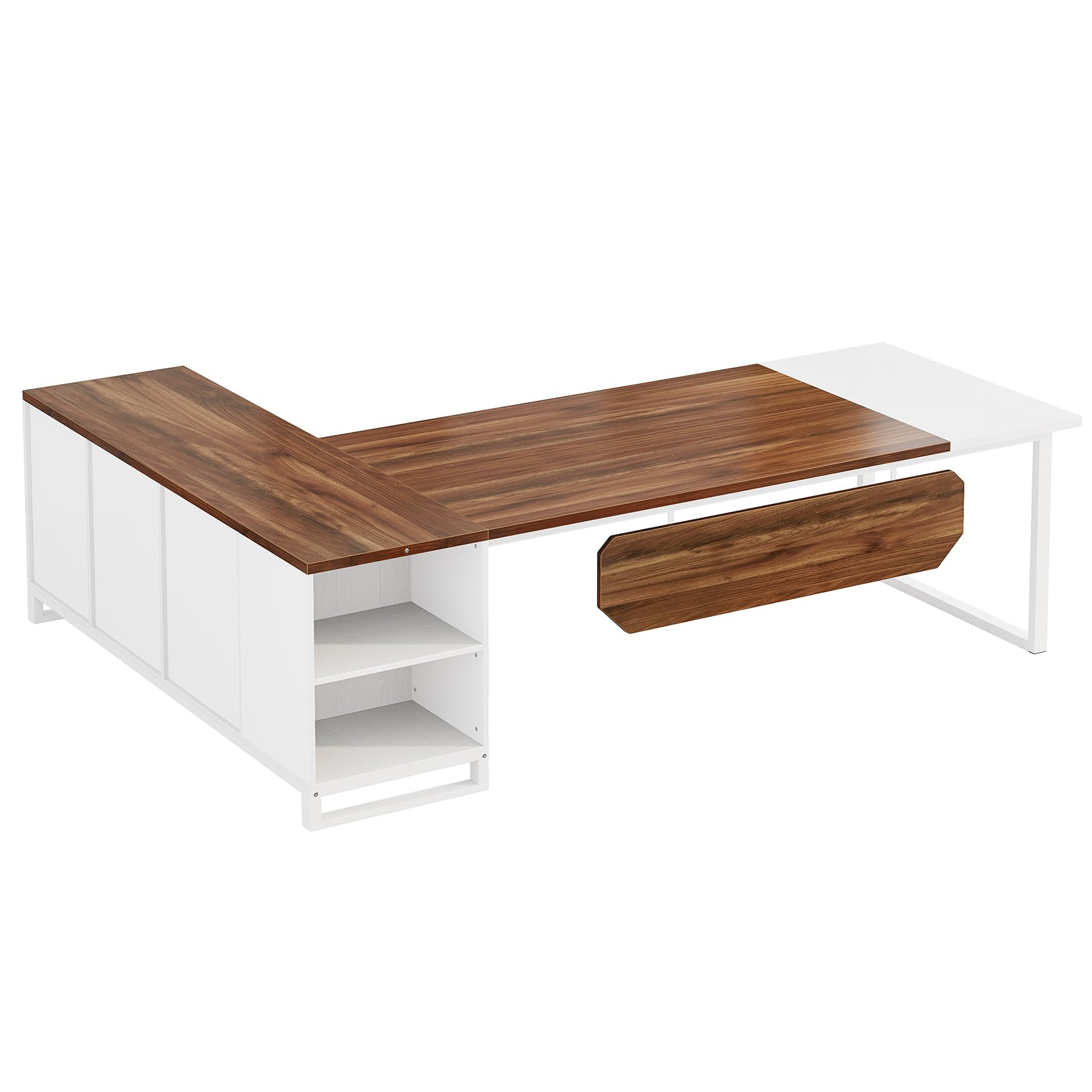 70.8" L-Shaped Executive Desk with 55" File Cabinet,