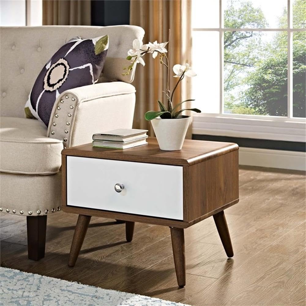 Nightstand in Walnut and White