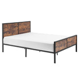 Queen Size Metal Bed Frame with Headboard, Footboard, No Box Spring Needed, Platform Bed,