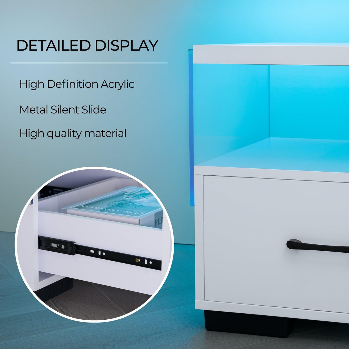 Modern 75 Inch TV Stand with LED Lights and Storage