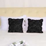 2 Pcs 3D Flowers Throw Pillow Cover, Romantic Decorative Satin Cushion Cover
