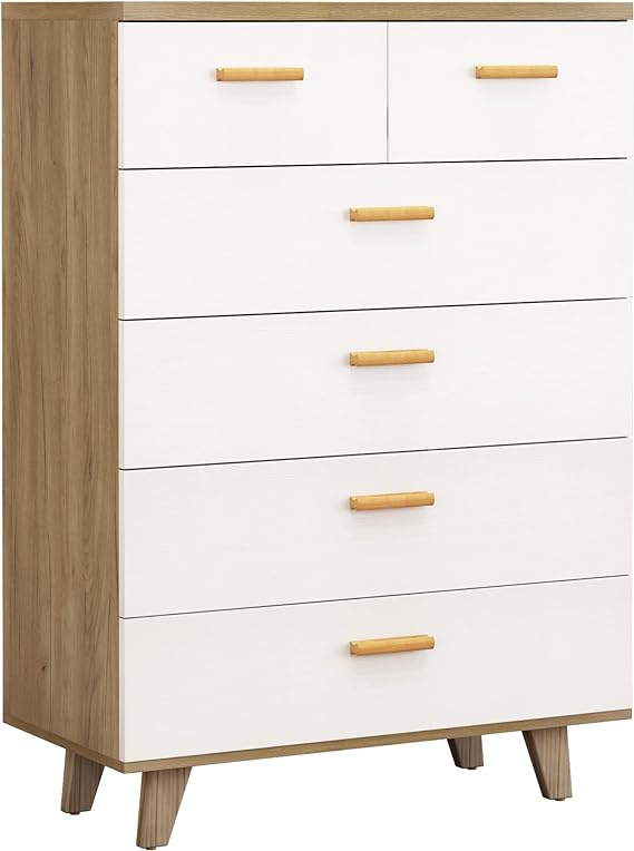 6 Drawer Dressers, Long White Dresser for Bedroom, Wood Dresser & Chests of Drawers