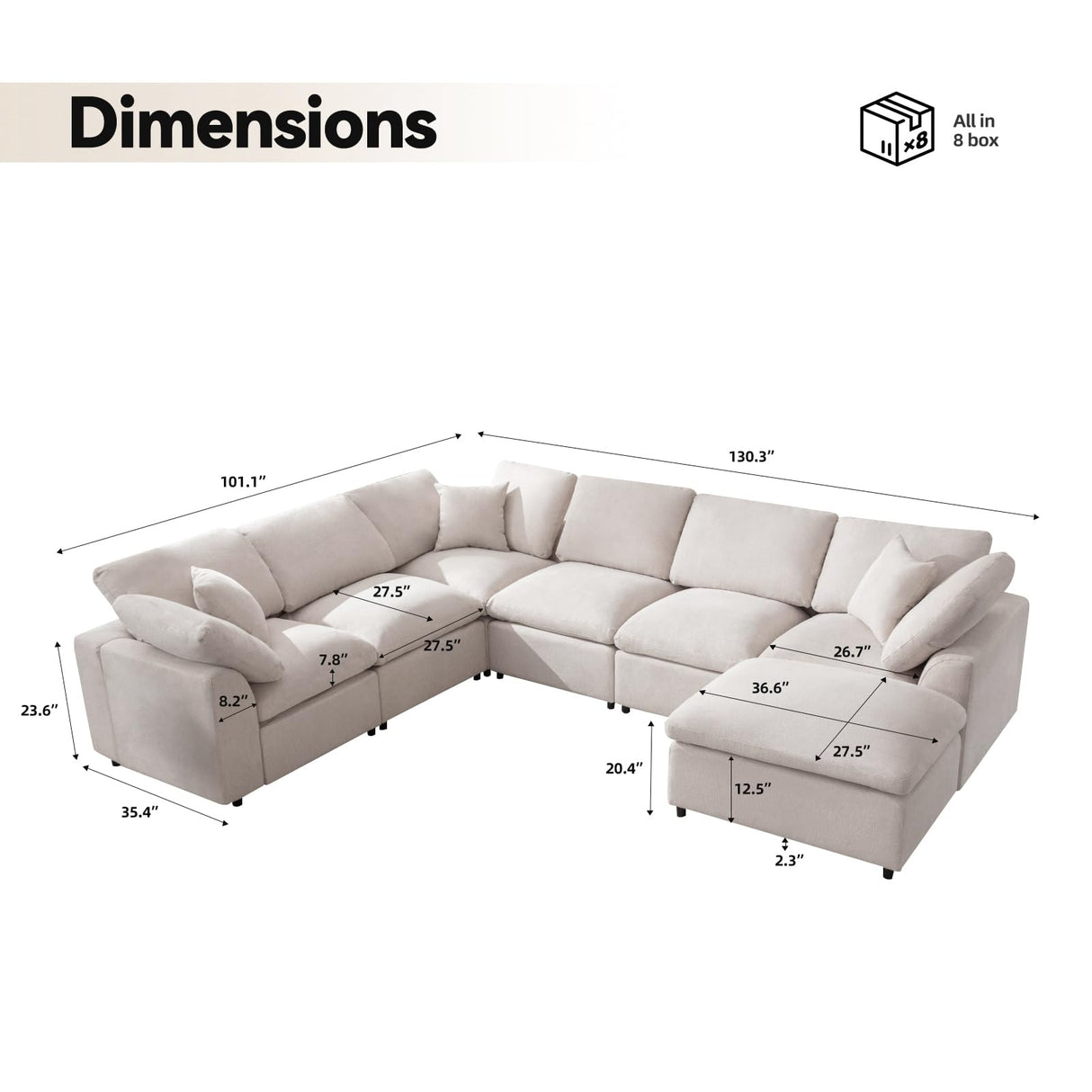 Modular Sectional Sofa Modern Oversized Cloud Couch