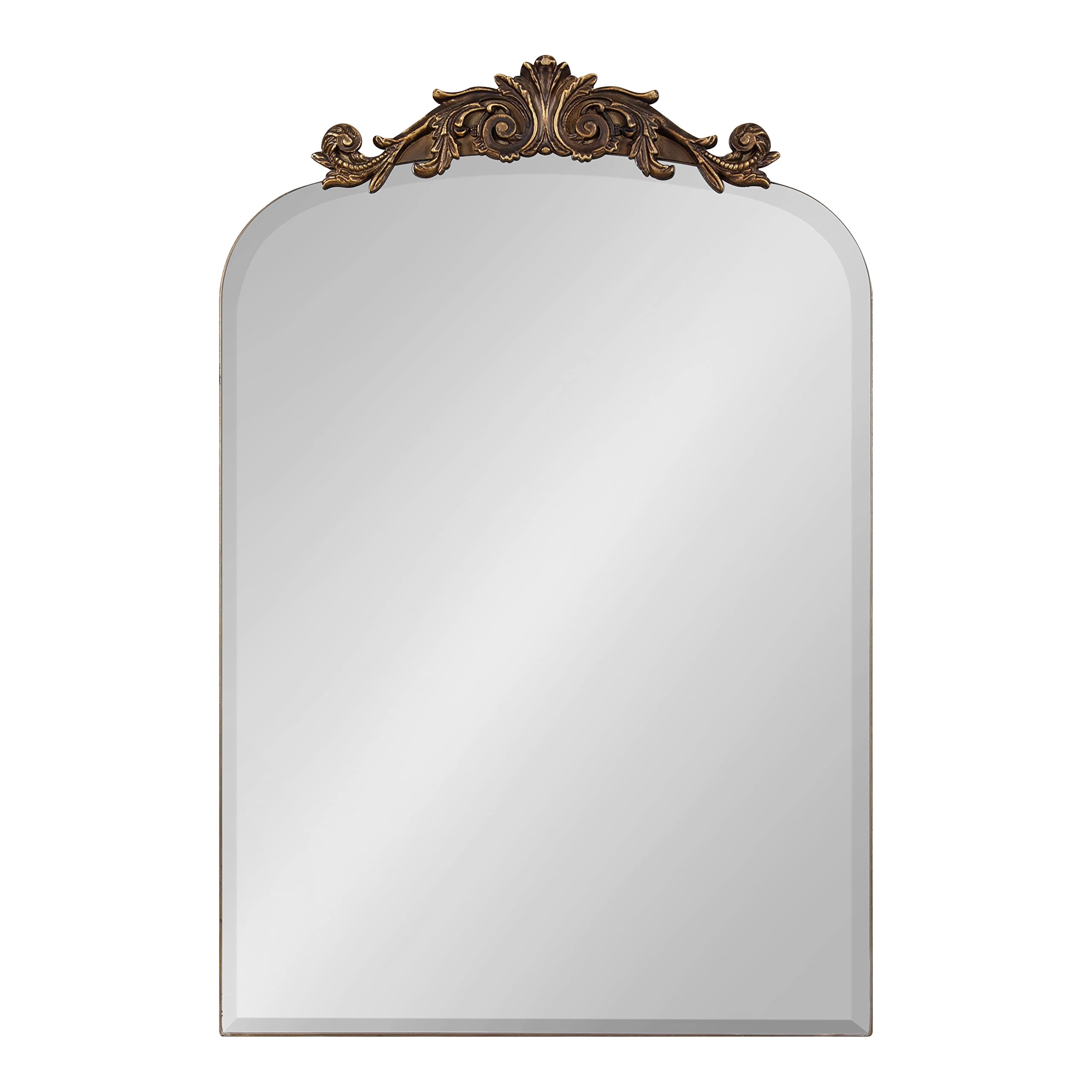Frameless Arch Mirror,  Antique Gold, Arched Baroque Mirror