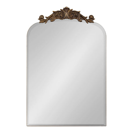 Arendahl Beveled Frameless Arch Mirror, 20 x 30, Antique Gold, Arched Baroque Mirror Decor for Bathroom Vanity