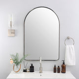 ANDY STAR Chrome Arched Bathroom Mirror, 24x36’’ Arched Wall Mirrors, Chrome Arched Vanity Mirror Over Sinks, Bathroom, Entryway in SUS304-Anti-Rust Tube Metal Frame Wall-Mounted Vertical 1’’ Deep