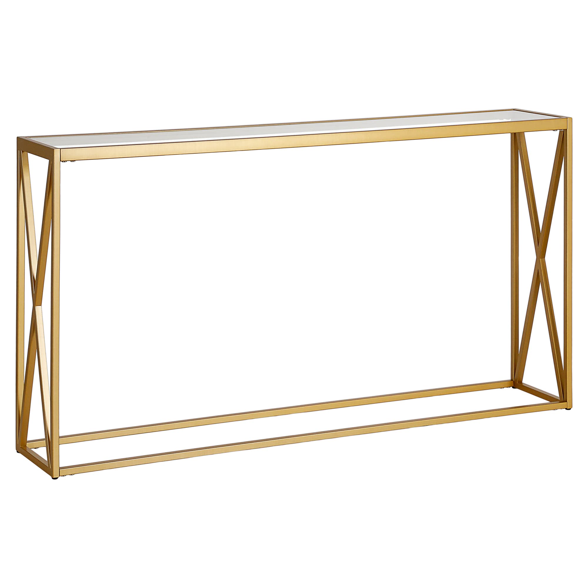 Arlo 55'' Wide Rectangular Console Table in Brass