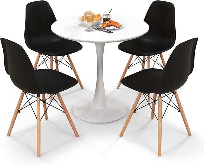 Kitchen Table Chairs Set of 4 - Dinette Table Set with 32” Round Table and Dining Chairs,