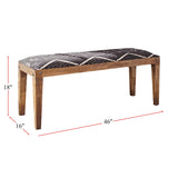 Rectangular Upholstered Bench, Natural and Navy