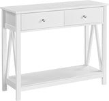 Modern Sofa/Couch Table, 2 Tier Console Table with 1 Drawer and Storage Shelf