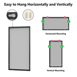 24x48 Black Bathroom Mirror - Shatterproof Tempered Glass Wall Mirror