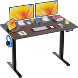 PayLessHere 48 Adjustable Height Standing Desk Computer Desk with Large Space and Headphone Holder Office Desk with Electric Lifting and 2 Memory Function for Office Meeting Room,Brown