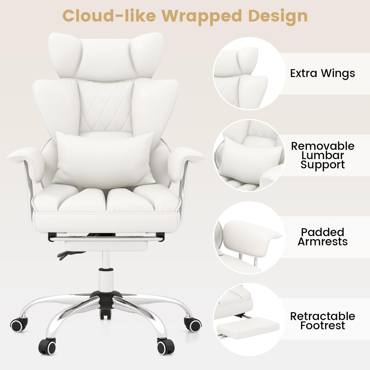 Big and Tall Executive Office Chair with Footrest - 400 LBS Capacity