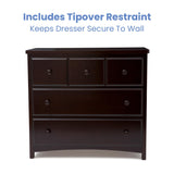 3 Drawer Dresser with Interlocking Drawers, Dark Chocolate