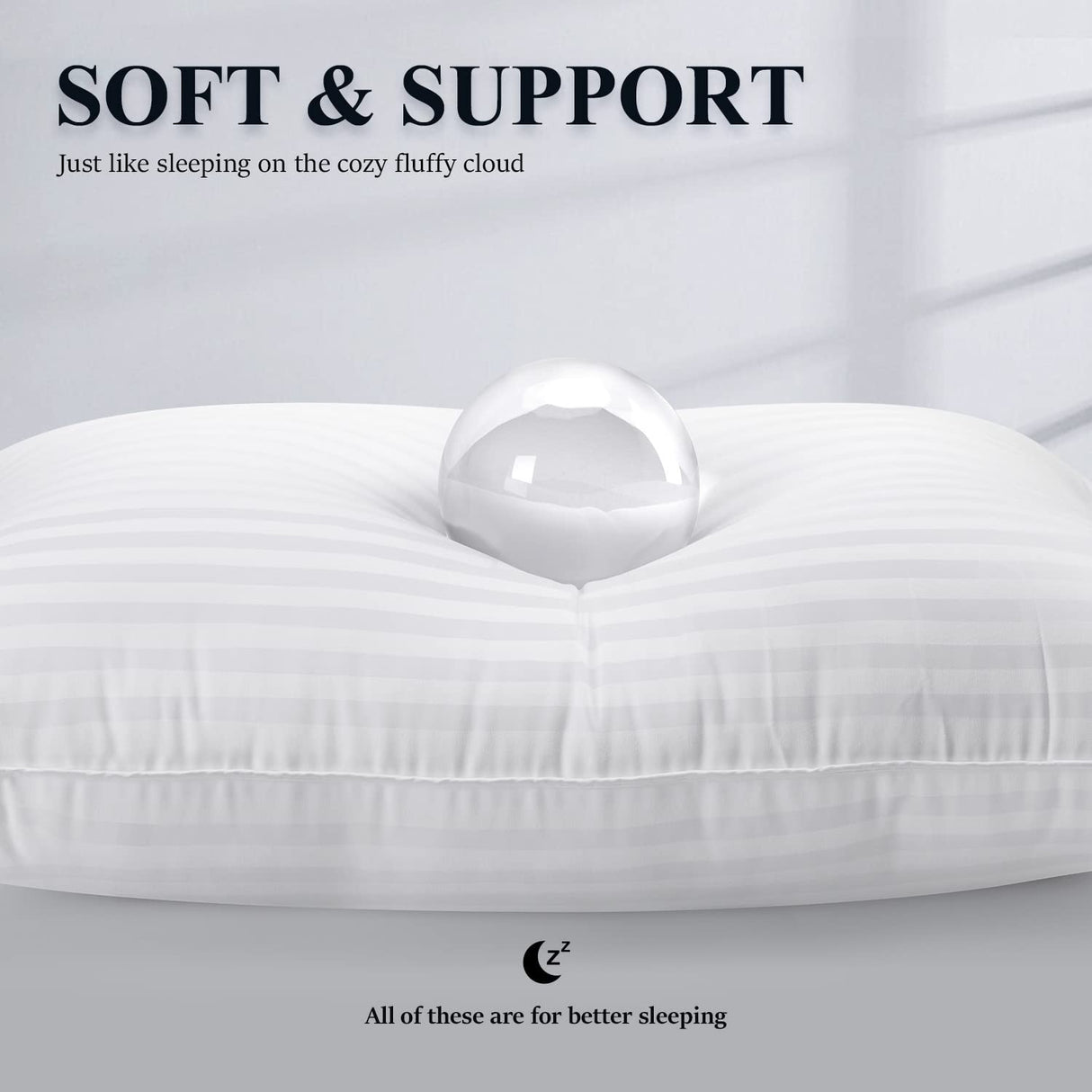 Queen Size Bed Pillows Set of 2, Plush Hotel Quality Pillows