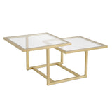 43" Wide Square Coffee Table in Brass, Modern coffee tables for living room,