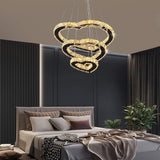 Modern Crystal 3 Heart Rings LED Chandelier Light Fixture Pendant