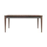Orbit Modern Outdoor Patio Dining Table, Weathered Dark Gray Eucalyptus
