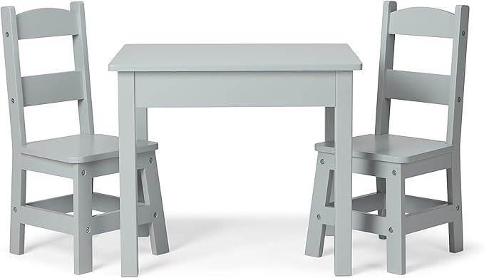 Table and 2 Chairs Set - Light Finish Furniture for Playroom