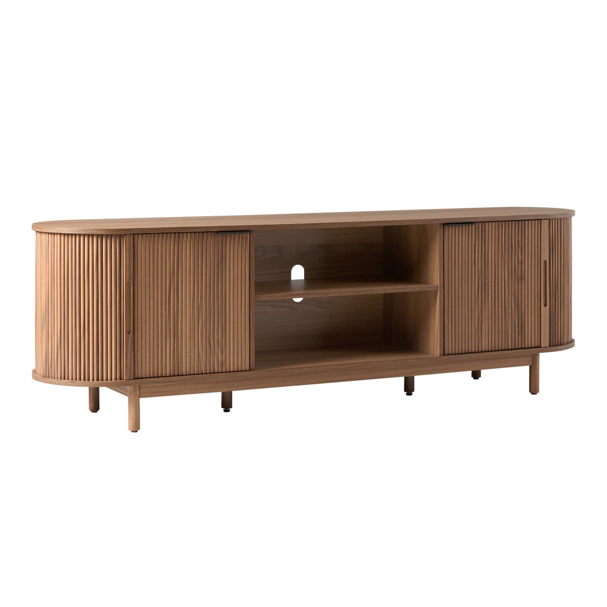 Modern Curved Reeded TV Stand for TVs up to 75 Inches