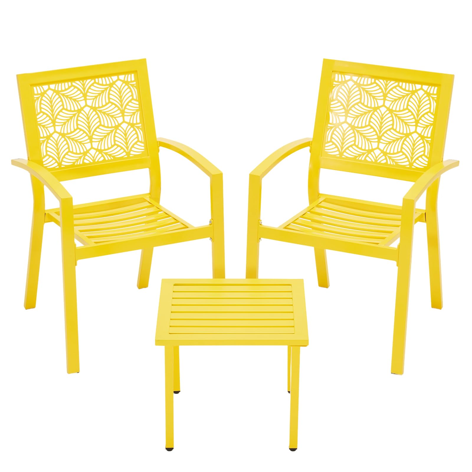 Outdoor Bistro Set for 2, Stackable Modern Porch Furniture Set