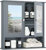 Bathroom Medicine Cabinet, Bathroom Wall Cabinet with 2 Mirror Doors & Adjustable Shelf