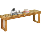 52 Inches Acacia Wood Outdoor Bench, Wood Bench for Dining Room Entryway Poolside