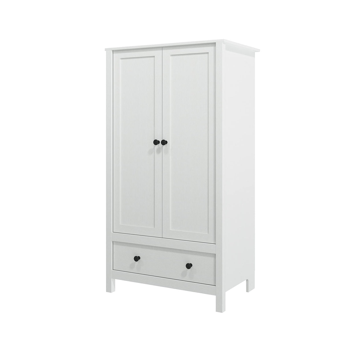 2 Door Wardrobe, Armoire with Drawer for Bedroom (White)