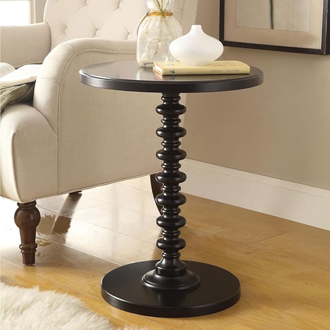 Round Pedestal Table Wood Side Table, Accent Martini Table Drink Table Coffee