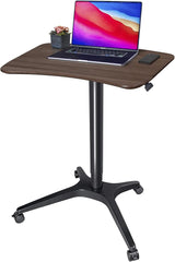 Pneumatic Adjustable Height Desk, Laptop Standing Desk, Rolling Sit-Stand Cart