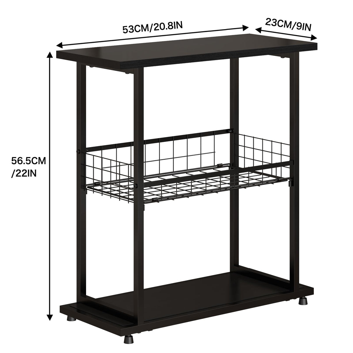 Side Table, 3-Tier End Table, Narrow Sofa Table Bedside Table, Small Nightstand