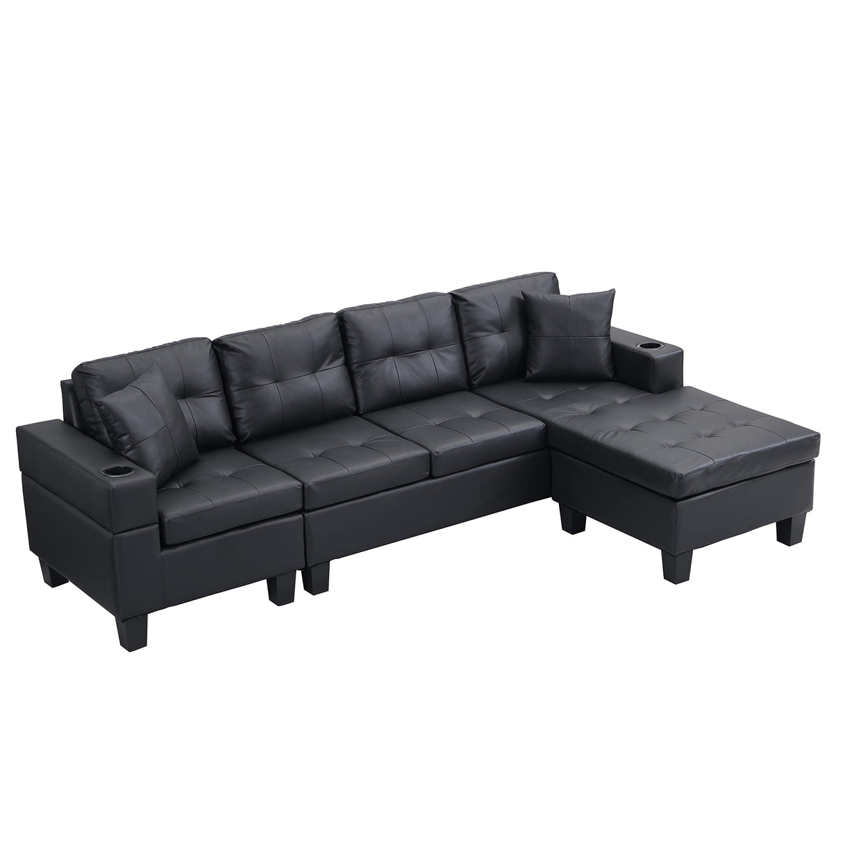 Sectional Sofa L-Shaped Couch Right Hand Chaise with 2 Pillow Upholstered Sofá