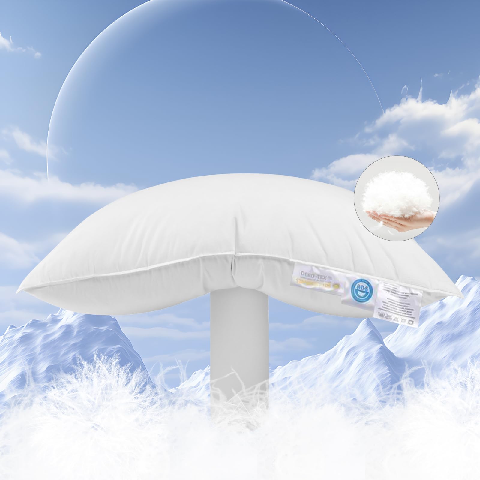 Goose Down Pillow Queen Size,900+ Fill Power Soft Side Sleeper Pillow