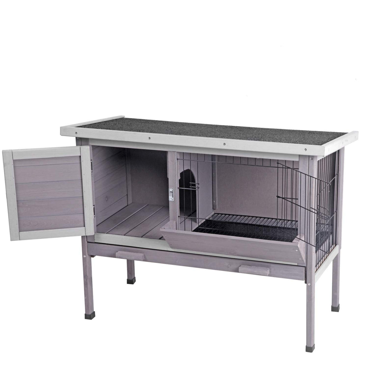 Outdoor Rabbit Hutch, Wooden Bunny Cages Indoor with Deeper Leakproof Tray