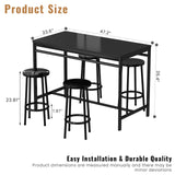 5-Piece Dining Table Set, Kitchen Table and Chairs Set for 4, Industrial Outdoor Bar