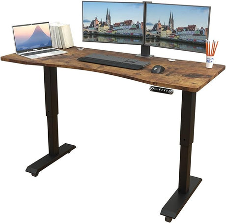 Electric Sit Dual Motor Height Adjustable, Memory Stand Up Desk with Drawer,