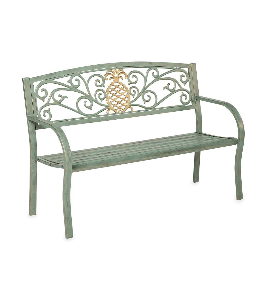 Weatherproof Pineapple Outdoor Bench | Holds Up to 300 lbs | Garden Patio Porch Park