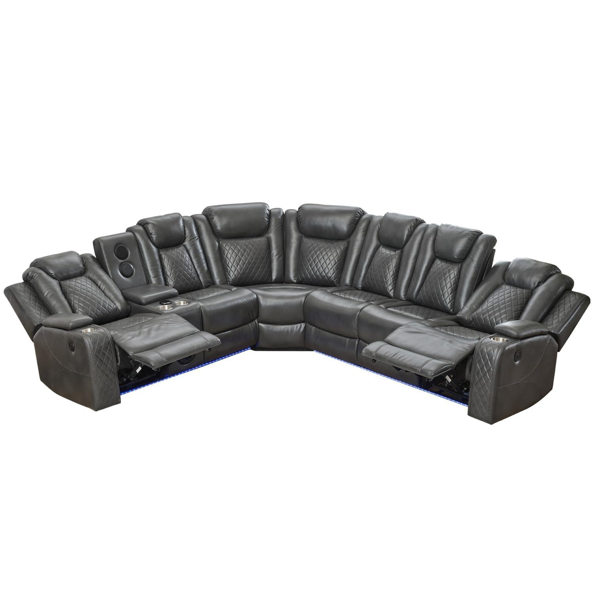 Power Reclining Sectional Sofa with Recliner,Bass Speaker