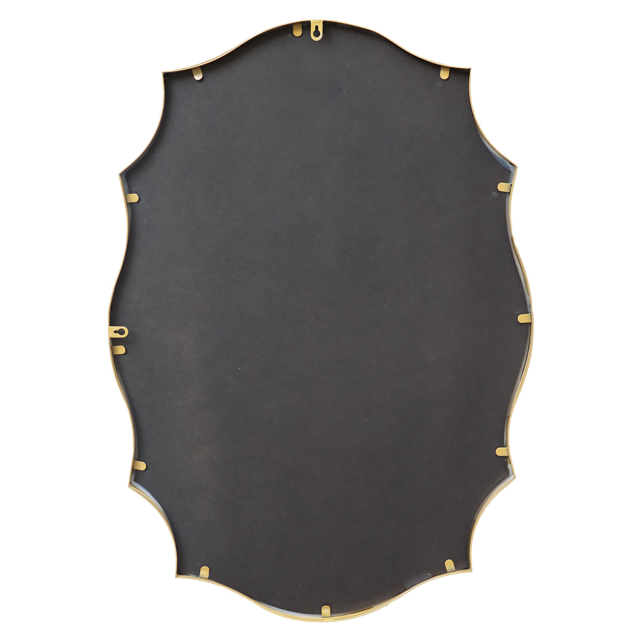 Gold Oval Wall Mirror 24x34 Inch Scalloped Edge