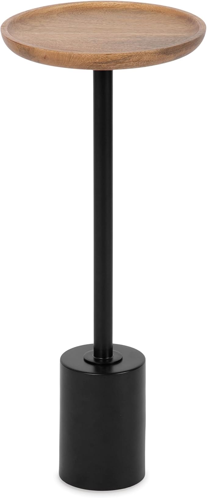 Xyler Transitional Round Wood and Metal Drink Table for Use as Plant Pedestal