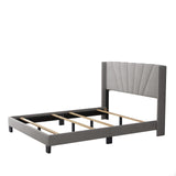 Mordern Velvet Upholstered Platform Bed Beige Beige