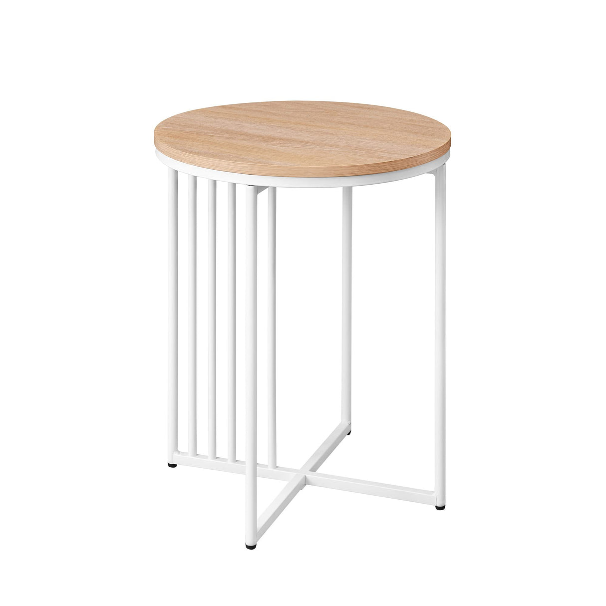 Shae Modern Minimalist Round Side Table, 18Inch, Coastal Oak