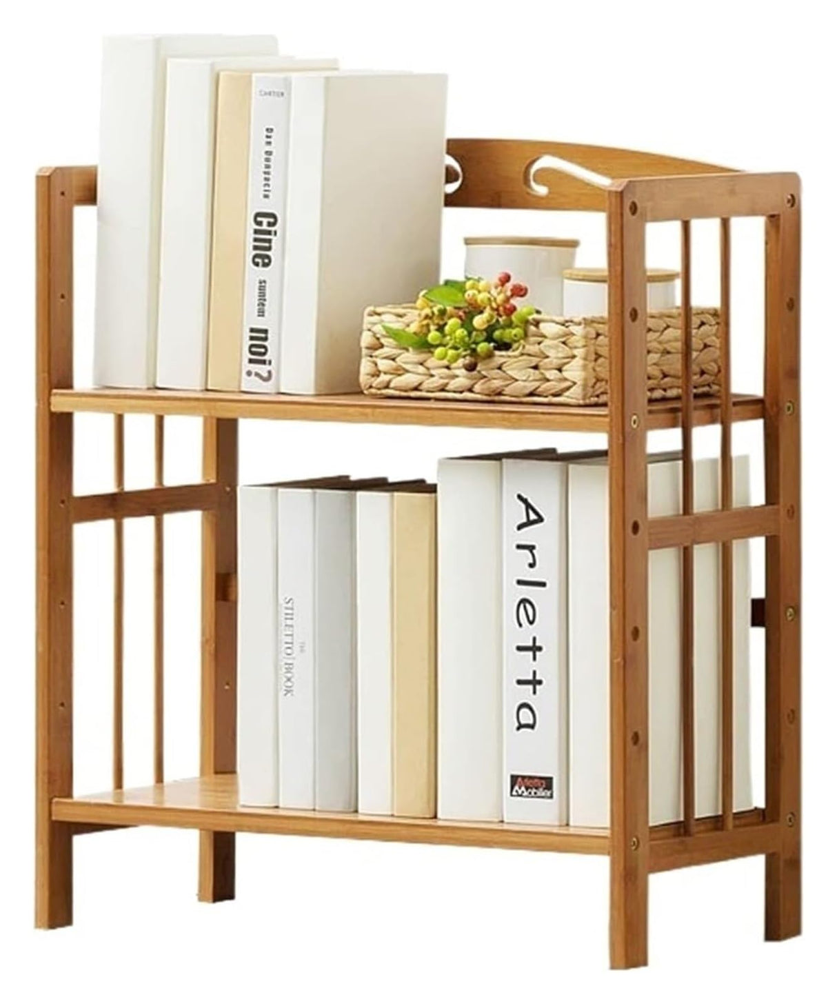 Bookshelf Bookcase Desktop Small Bookshelf 2-Layer Floor-to-Ceiling Bookcase Wooden