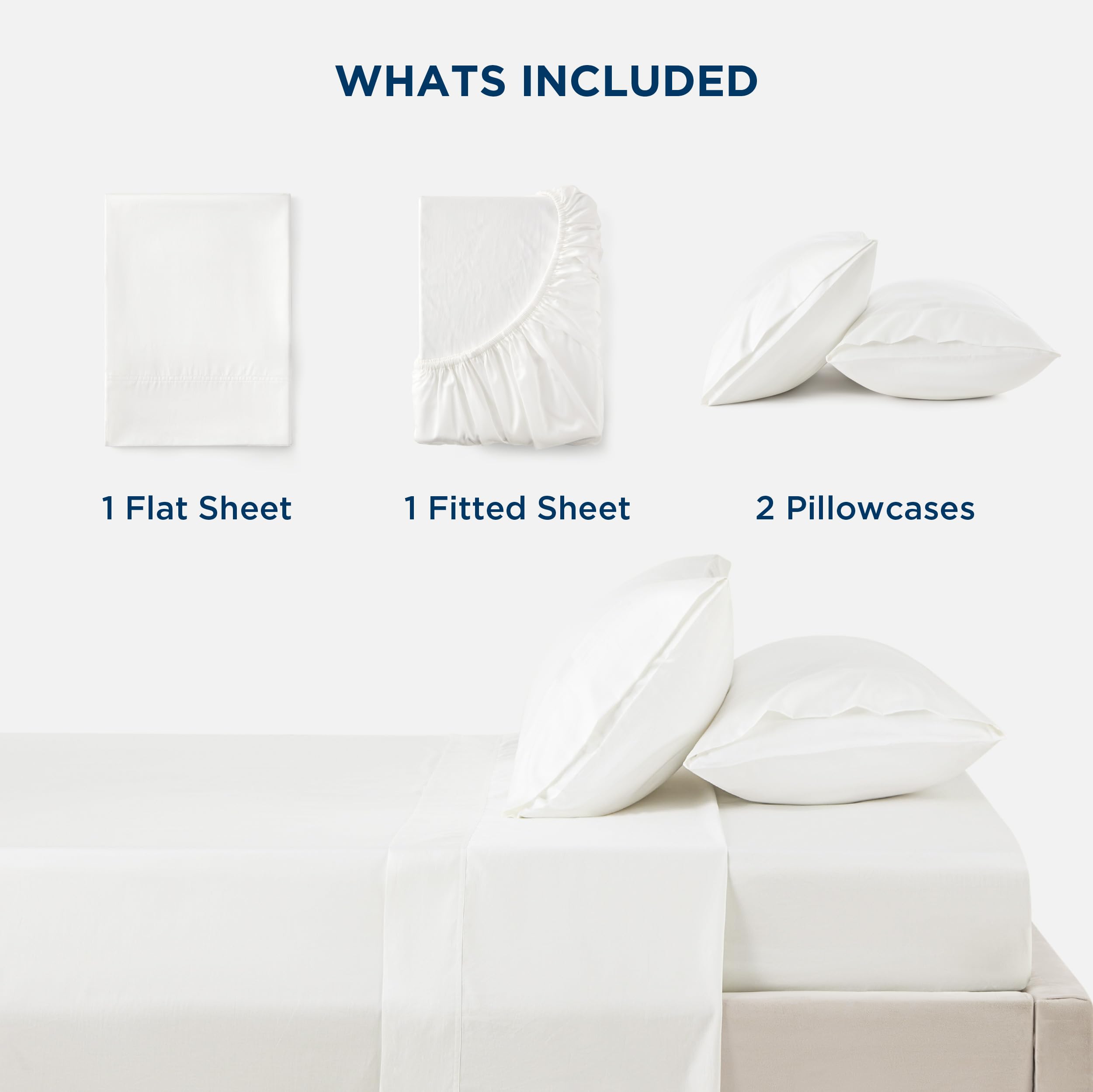 Cotton Sheet Set - Cooling Bed Sheets King, Silky Soft and Breathable Eucalyptus