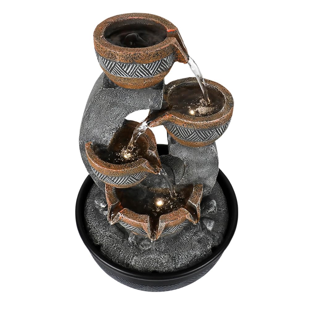 5.7''H Tabletop Water Fountain with LED Lights - Peaceful and Relaxing Water Sound