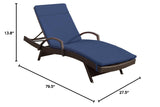 Christopher Knight Home Salem Outdoor Wicker Adjustable Chaise Lounge with Arms, with Cushion, Multibrown / Navy Blue