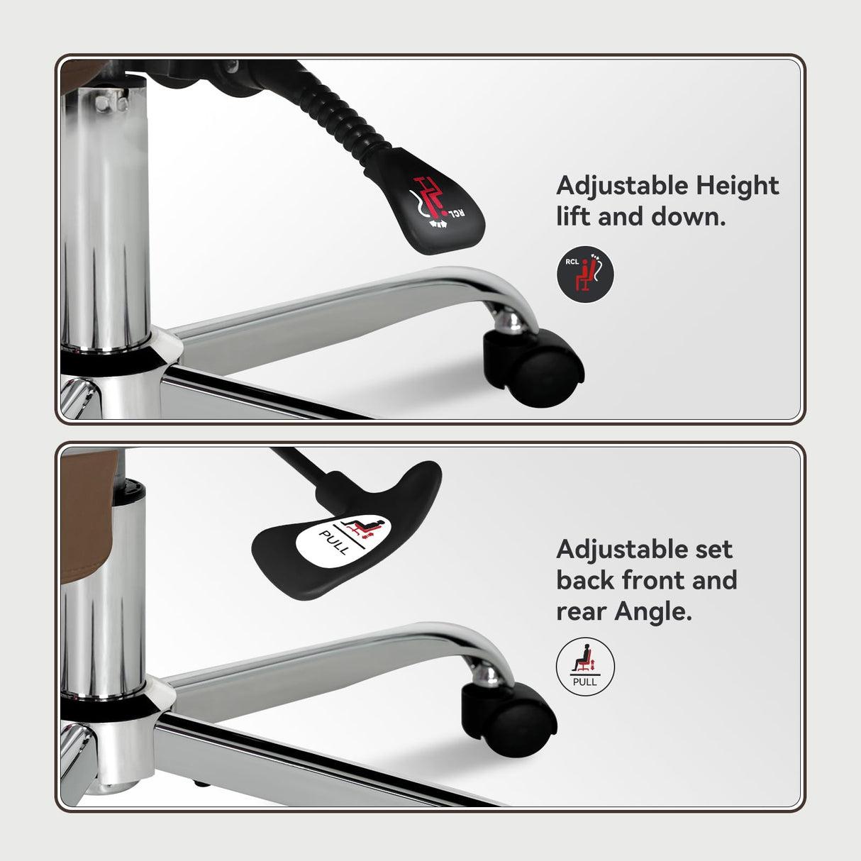 Big and Tall Office Chair 400lbs PU Leather Computer Chair with Footrest and Lumbar Support Executive Chair Swivel Chair Desk Chair Adjustable Height & Reclining Backrest Brown