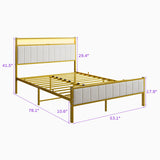 Full Size Bed Frame with Headboard & LED Lights,Upholstered Platform Bed Frame Full Size with Charging Station