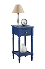 French Country Khloe 1 Drawer Accent Table with Shelf, Cobalt Blue